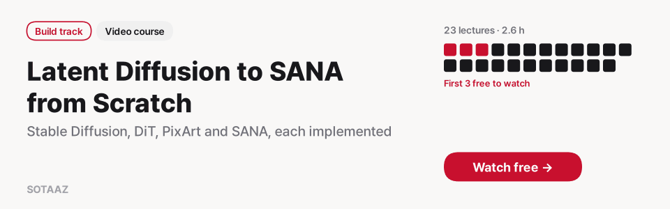 Latent Diffusion to SANA from Scratch — This course alone $49 · 23 lectures · first 3 free
